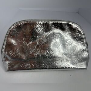 Vera Wang Silver Embossed Cosmetic Bag